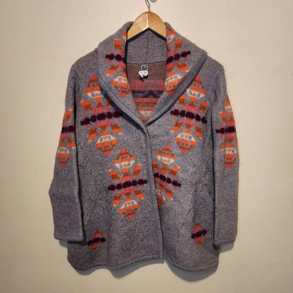 We The Free People Aztec Cardigan Sweater Womens Medium Wool Southwestern - Picture 13 of 13